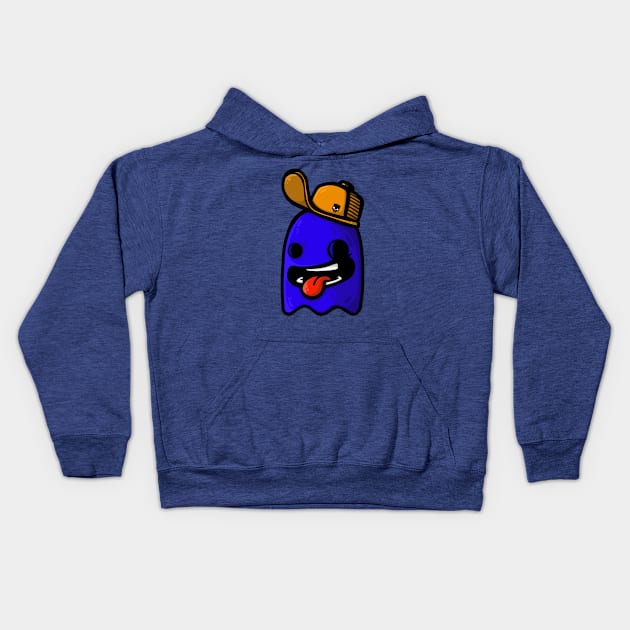 blue ghost with cap Kids Hoodie by manuvila
